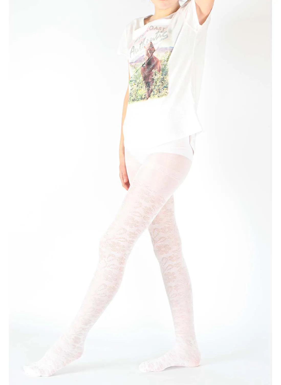 Giulia Debbie 60 N1 - weiße Mädchen Strumpfhose Blumen Muster