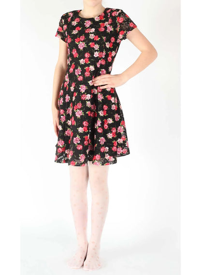 Giulia Elis 20 N3 - weiße Mädchen Strumpfhose Blumen Logo