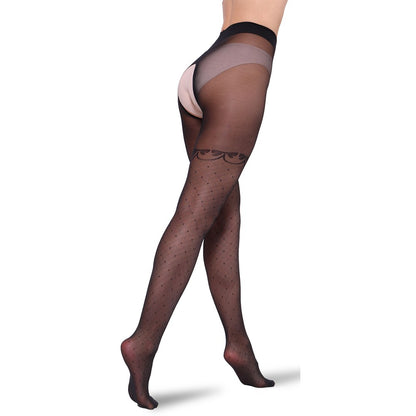 Bananalu Ouvert Strumpfhose Intimo Afina 40 DEN mit Netz Muster Nero