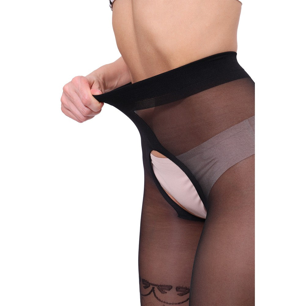 Bananalu Ouvert Strumpfhose Intimo Afina 40 DEN mit Netz Muster Nero